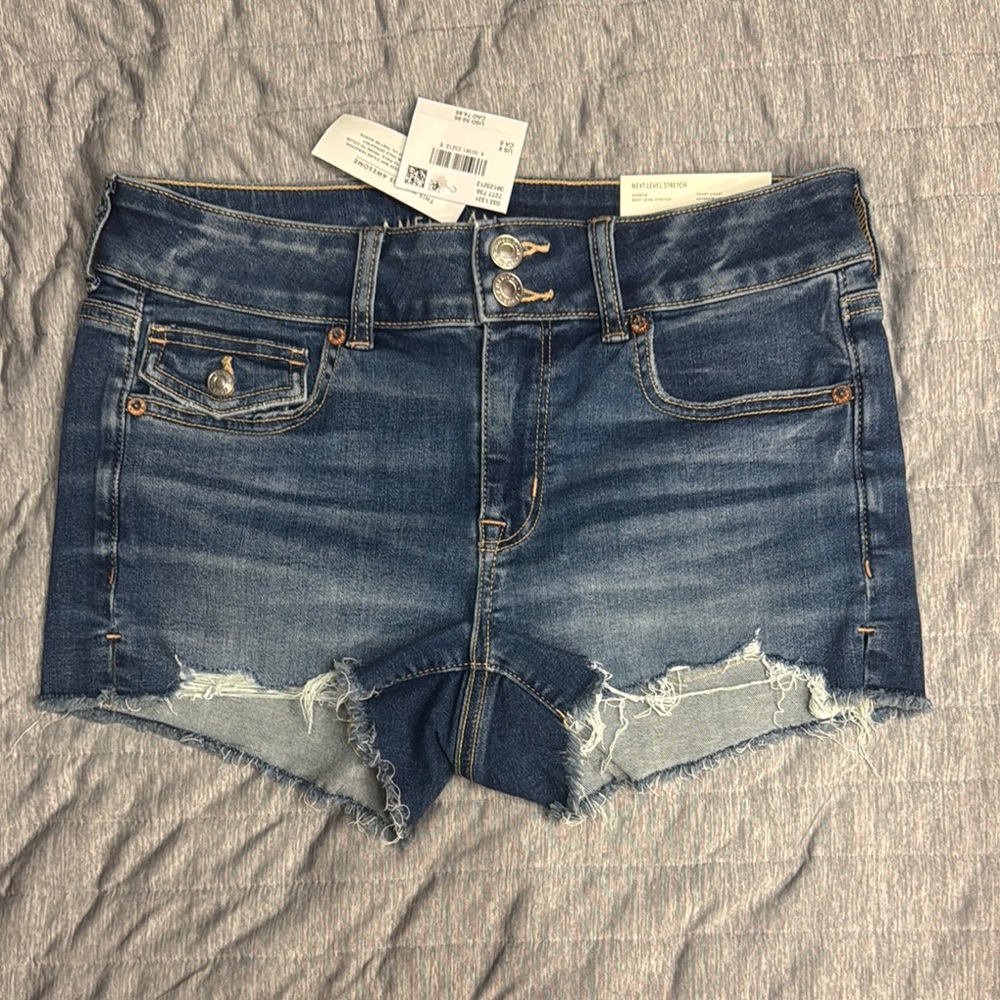 American Eagle Outfitters Blue Jean Shortie Shorts Next Level Stretch